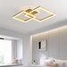 Lustra LED 140W Minimalist 2 Square Gold, LED inclus, 3 surse de iluminare, Telecomanda, Dimabil, Lu